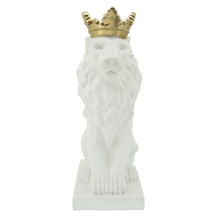 Willa Arlo Interiors Rushton Polyresin Lion with Crown Statue Wayfair